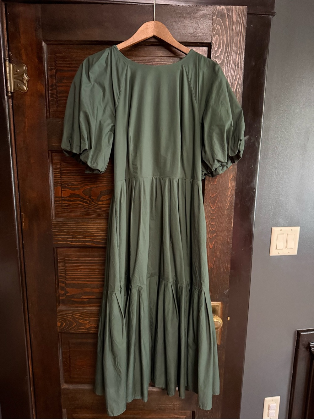 Corey Lynn Calter Olive Green Puff-Sleeve Maxi Dress